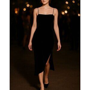 Y2K Velvet Asymmetric Dress 6 Velour Goth Grunge Witch Morticia Minimalist HOCO